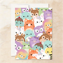 Lofaris Custom Set of 20 Pastel Cute Plush Animal Character Birthday Invitation Personalized Party with Glitter Design
