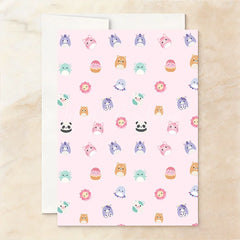 Lofaris Custom Set of 20 Pink Gold Glitter Birthday Invitation with Cute Plush Toy Characters Personalized Party Decor