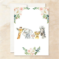 Lofaris Custom Set of 20 She’s Two Wild Safari Animal Birthday Invitation Watercolor Floral Pink and Gold 2nd Party