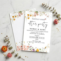 Lofaris Custom Set of 20 Watercolor Floral Wedding After Party Invitation Peach Flowers Elegant Reception Celebration Card