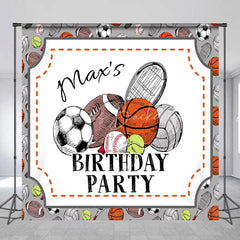 Lofaris Custom Sports Theme Birthday Party Backdrop Hand-Drawn Athletic Ball Design Personalized Event Decor