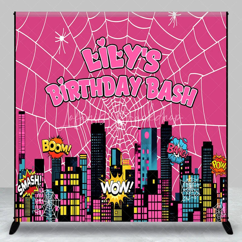 Lofaris Custom Superhero City Backdrop Personalized Girl Power Birthday Bash Party Supplies