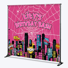 Lofaris Custom Superhero City Backdrop Personalized Girl Power Birthday Bash Party Supplies