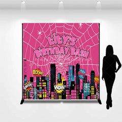 Lofaris Custom Superhero City Backdrop Personalized Girl Power Birthday Bash Party Supplies