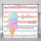 Lofaris Custom Sweet One Birthday Backdrop for Girl Ice Cream Cone and Sprinkles Pastel Here’s The Scoop Party Banner