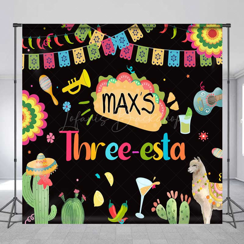Lofaris Custom Taco Bout A Third Birthday Backdrop Colorful Mexican Fiesta Party Banner Personalized Cactus and Llama Decor