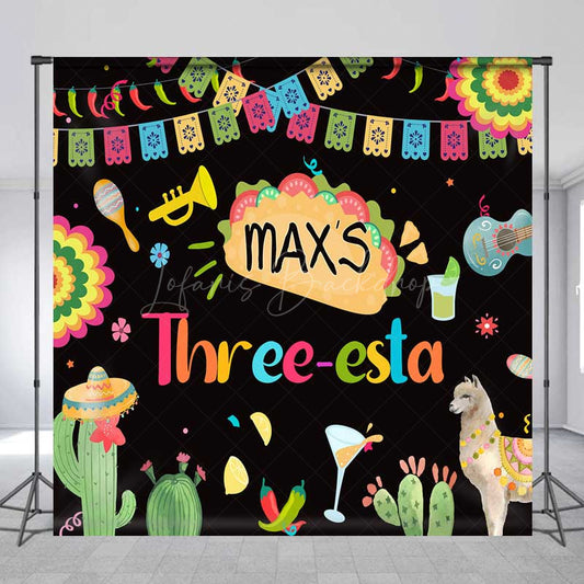 Lofaris Custom Taco Bout A Third Birthday Backdrop Colorful Mexican Fiesta Party Banner Personalized Cactus and Llama Decor