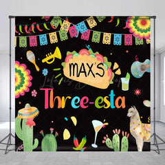 Lofaris Custom Taco Bout A Third Birthday Backdrop Colorful Mexican Fiesta Party Banner Personalized Cactus and Llama Decor