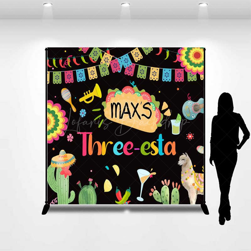 Lofaris Custom Taco Bout A Third Birthday Backdrop Colorful Mexican Fiesta Party Banner Personalized Cactus and Llama Decor