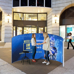Lofaris Custom Text Exhibit 10FT Semi Circle Backdrop