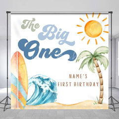 Lofaris Custom The Big One Birthday Backdrop Summer Beach Surfboard Wave Background Personalized Name 1st Decoration