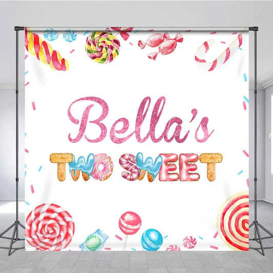 Lofaris Custom Two Sweet Birthday Backdrop 2nd Donut Candy Photography Background