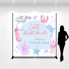 Lofaris Custom Under The Sea Birthday Backdrop Watercolor Ocean Animals Party Hats Background Personalized Name Shell-ebrate Decor