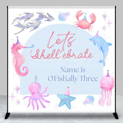 Lofaris Custom Under The Sea Birthday Backdrop Watercolor Ocean Animals Party Hats Background Personalized Name Shell-ebrate Decor