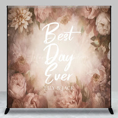 Lofaris Custom Vintage Muted Pink Floral Backdrop Best Day Ever Wedding Photo Booth Personalized Name