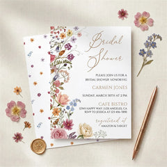 Lofaris Custom Watercolor Set of 20 Wildflower Bridal Shower Invitation Elegant Floral Garden Party Design