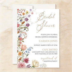 Lofaris Custom Watercolor Set of 20 Wildflower Bridal Shower Invitation Elegant Floral Garden Party Design