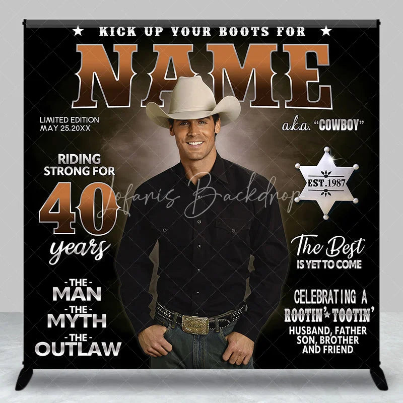 Lofaris Custom Western Cowboy 40th Birthday Backdrop The Man Myth Outlaw Rootin Tootin Party Decor
