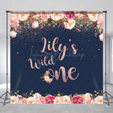 Lofaris Custom Wild One First Birthday Backdrop for Girl Boho Floral and Rose Gold Personalized Rustic Party Decor