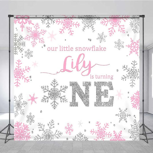 Lofaris Custom Winter Onederland Backdrop First Birthday Pink Snowflake Photography Background