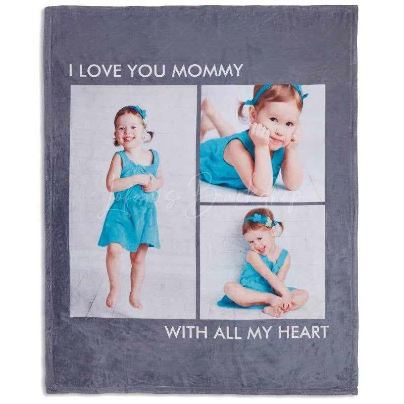 Lofaris Customized Photo Blanket with Text For Family Gift