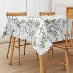 Lofaris Cute and Fresh Boho Rectangle Tablecloth with Spring Plants for Garden Party Botanical Kitchen Decor