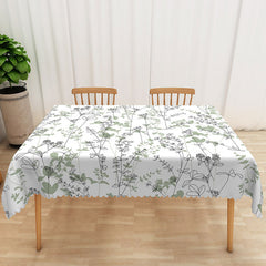Lofaris Cute and Fresh Boho Rectangle Tablecloth with Spring Plants for Garden Party Botanical Kitchen Decor