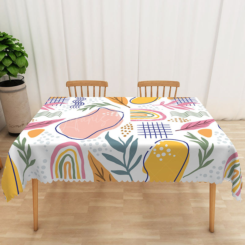 Lofaris Cute and Fresh Tablecloth with Lovely Earth Tone Abstract Pattern for Modern Natural Dining Decor