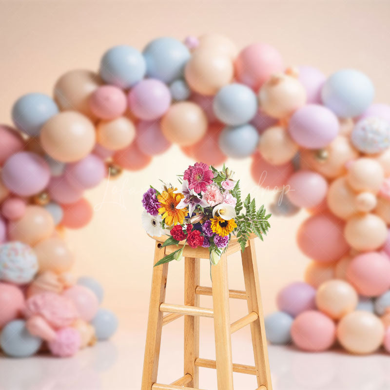 Lofaris Cute Balloons Birthday Cake Smash Photography Backdrop