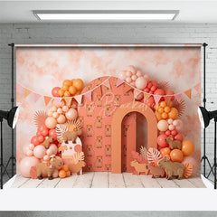 Lofaris Cute Capybara with Flower Crowns Photography Backdrop Peach Coral Balloon Garland Birthday Party Decor