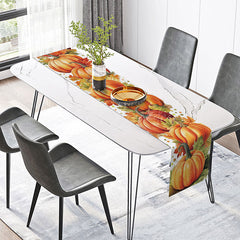 Lofaris Cute Cartoon Pumpkin and Maple Leaf Table Runner for Kids Thanksgiving Fall Party Decorations