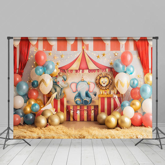 Lofaris Cute Circus Performance Balloon Cake Smash Backdrop