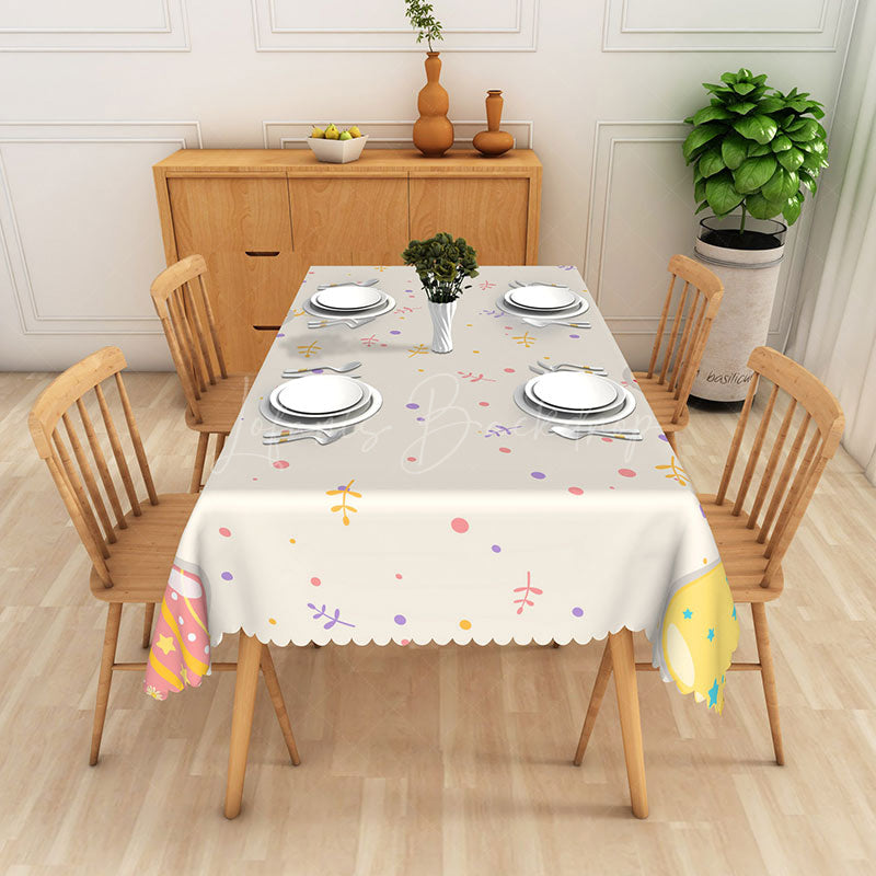 Lofaris Cute Confetti Kids Birthday Party Rectangle Tablecloth