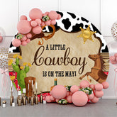 Lofaris Cute Cowboy Is On The Way Round Baby Shower Backdrop