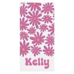 Lofaris Cute Daisy Floral Custom Name Beach Towel For Summer