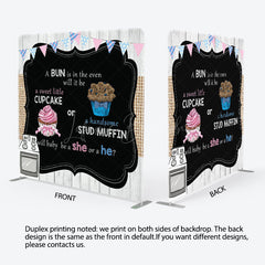 Lofaris Cute Dessert Gender Reveal Square Tension Backdrop