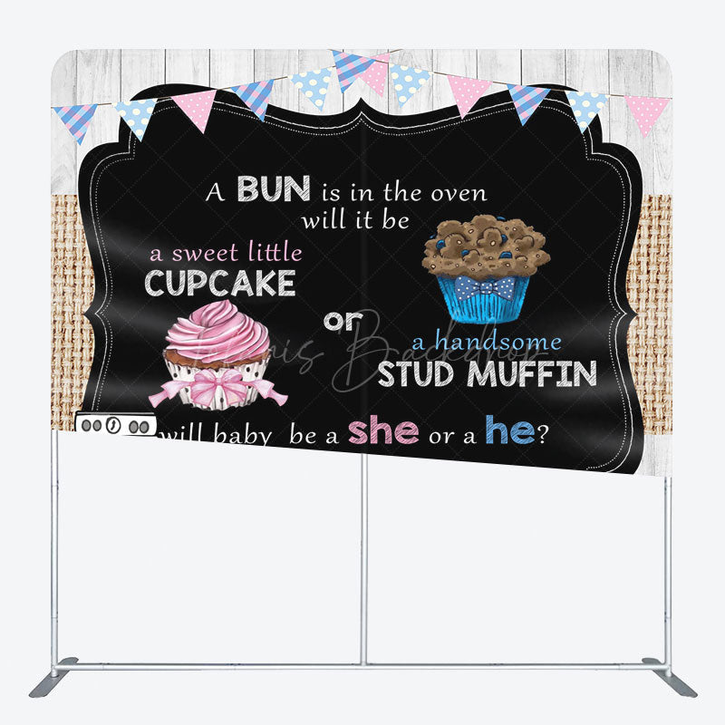 Lofaris Cute Dessert Gender Reveal Square Tension Backdrop