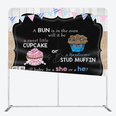 Lofaris Cute Dessert Gender Reveal Square Tension Backdrop