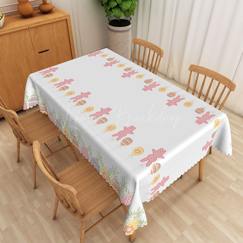 Lofaris Cute Easter Bunny Eggs Kindergarten Party Tablecloth
