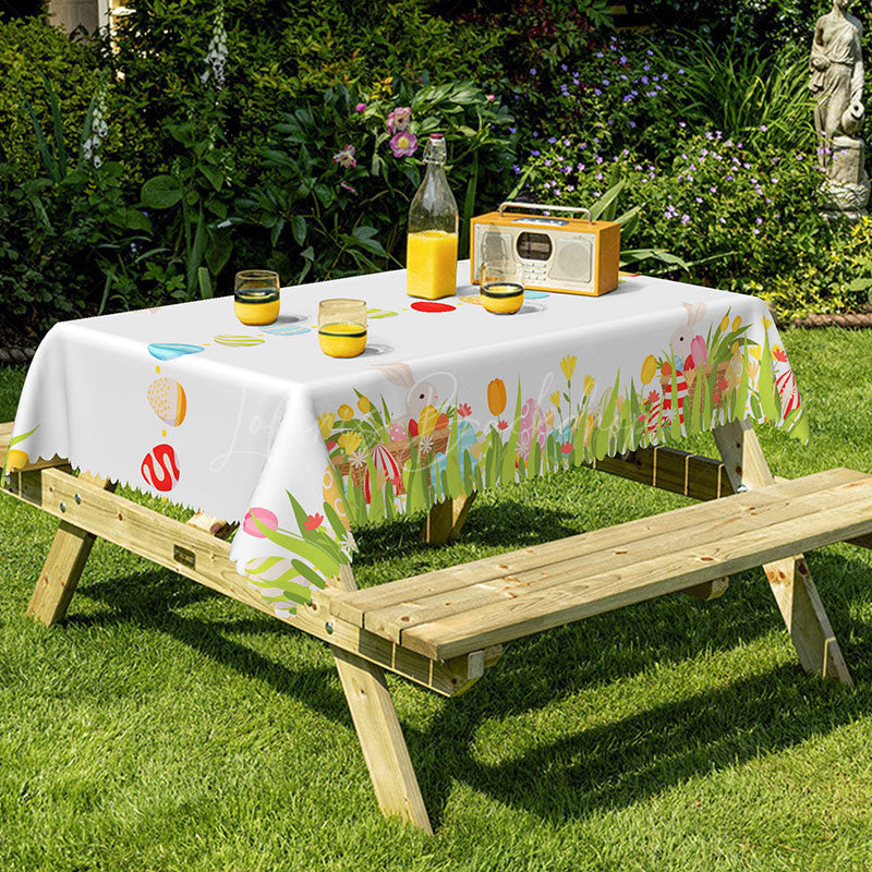 Lofaris Cute Easter Eggs Rectangle Tablecloth For Picnic Decor