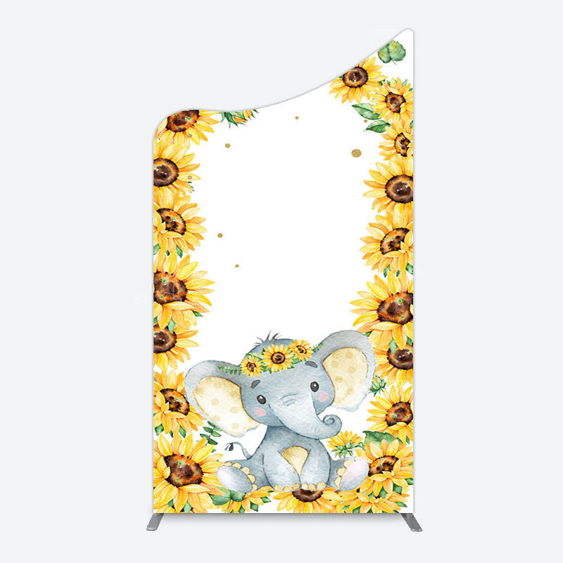 Lofaris Cute Elephant Sunflower Baby Shower Arch Backdrop