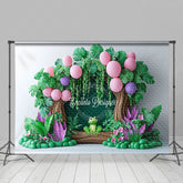 Lofaris Cute Forest Fog Summer Willow Cake Smash Backdrop