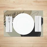 Lofaris Cute Geometric Leaf Placemats Set of 4 Dark Botanical Design for Modern and Minimalist Dining Table