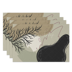 Lofaris Cute Geometric Leaf Placemats Set of 4 Dark Botanical Design for Modern and Minimalist Dining Table