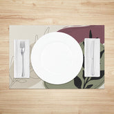 Lofaris Cute Geometric Leaf Placemats Set of 4 Earth Tone Botanical Design for Modern and Boho Kitchen Decor