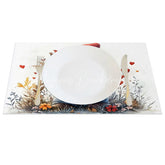 Lofaris Cute Gnome Holding Heart Set of 4 Placemats Floral Hat Valentine Decoration Red Love Table Mat