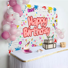 Lofaris Cute Graffiti Wall Happy Birthday Brick Backdrop