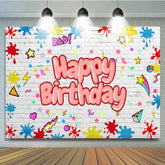 Lofaris Cute Graffiti Wall Happy Birthday Brick Backdrop