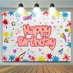 Lofaris Cute Graffiti Wall Happy Birthday Brick Backdrop