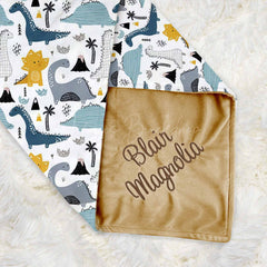 Lofaris Cute Herbivorous Dinosaur Minky Baby Blanket For Boys